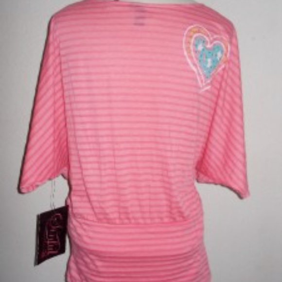 SINFUL BY AFFLICTION SIZE MEDIUM "LOVE & PRIDE" PINK DOLMAN SLEEVE UPRISING TOP - Picture 2 of 9
